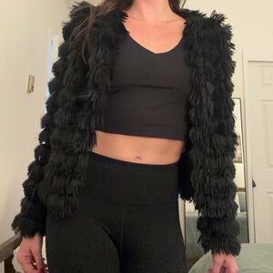 Sage Black Fringe Jacket